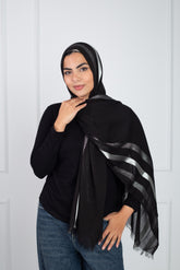 Glittery wide silver scarf - sparkling accessory for elegant outfits | Velda Store