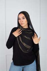 Shiny gold scarf - metallic luxurious accessory for elegant styling