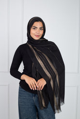 Glowy gold scarf with radiant metallic finish