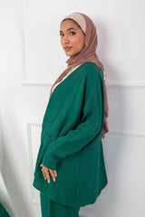 Cross Blouse_ Dark Green