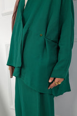 Cross Blouse_ Dark Green