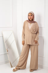 Cross Blouse _  Dark Beige