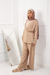 Cross Blouse _  Dark Beige