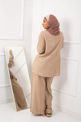 Cross Blouse _  Dark Beige