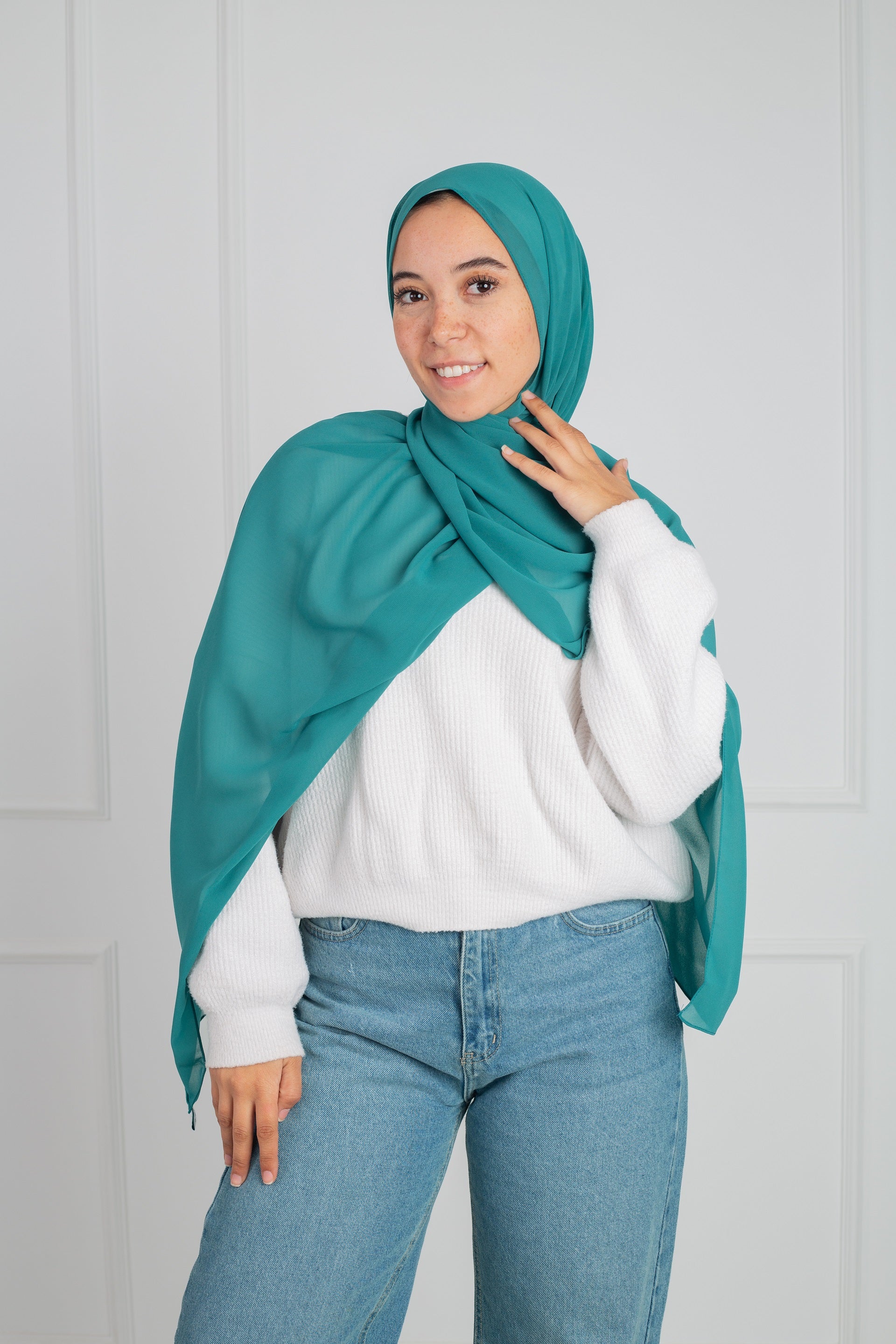 Soft Touch Chiffon Scarf in Bondi Blue lightweight fabric
