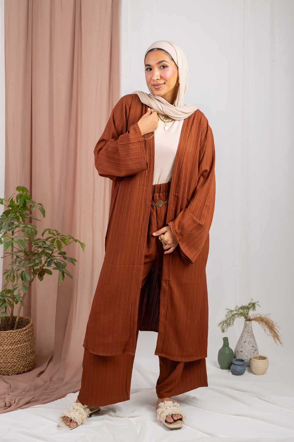 Cardigan Set (Cardigan Only) - Brown