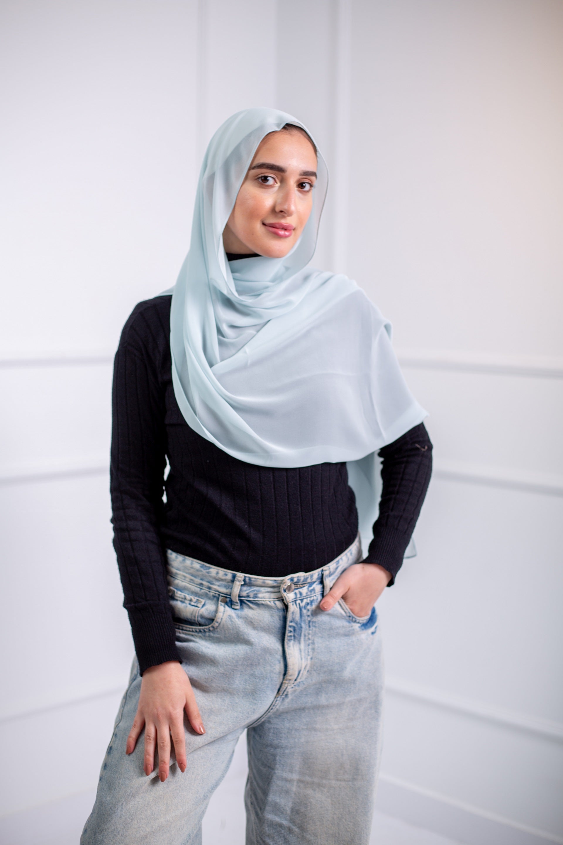 The chiffon scarf is a wardrobe essential, available in a variety of colors to suit your needs 6