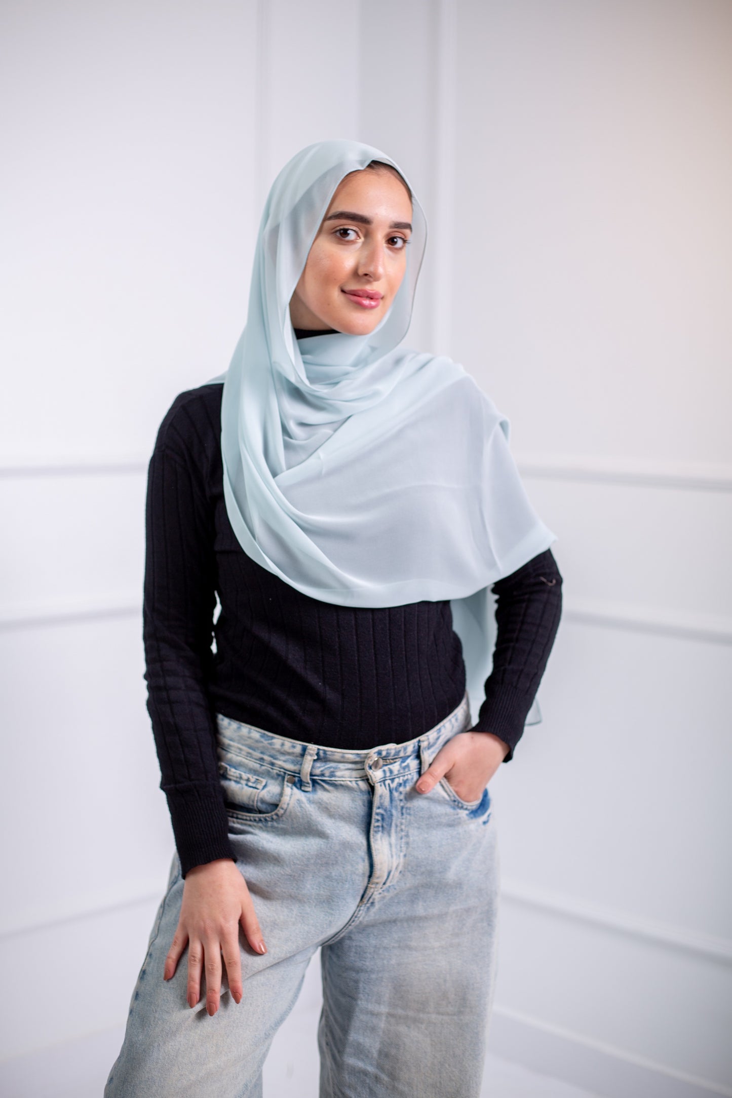 The chiffon scarf is a wardrobe essential, available in a variety of colors to suit your needs 6