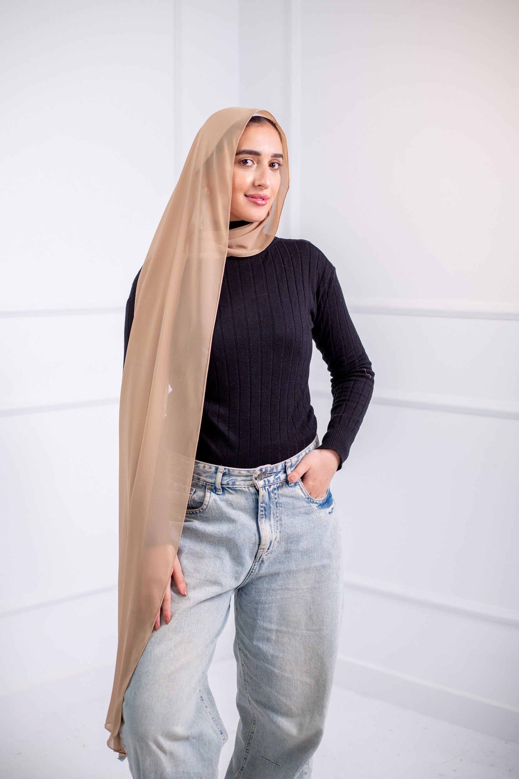 The chiffon scarf is a wardrobe essential, available in a variety of colors to suit your needs 10