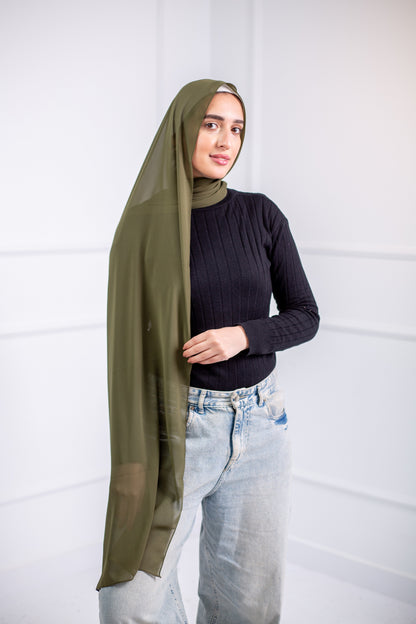 The chiffon scarf is a wardrobe essential, available in a variety of colors to suit your needs