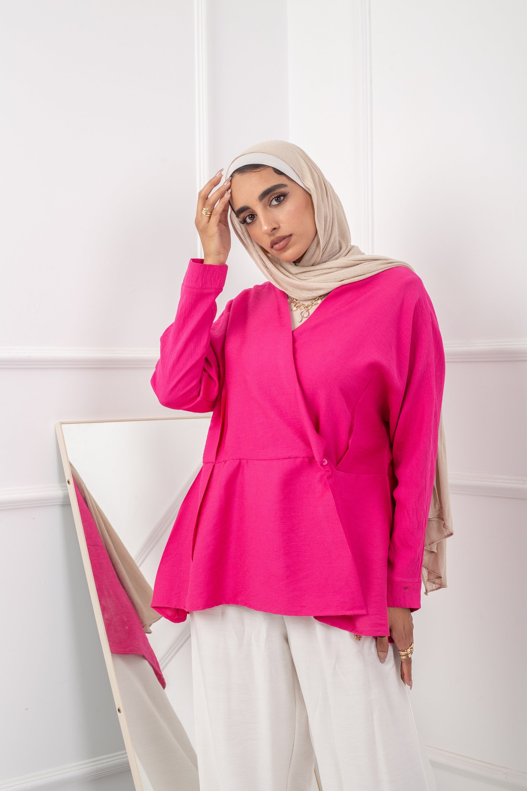 Cross Blouse _ Hot Pink