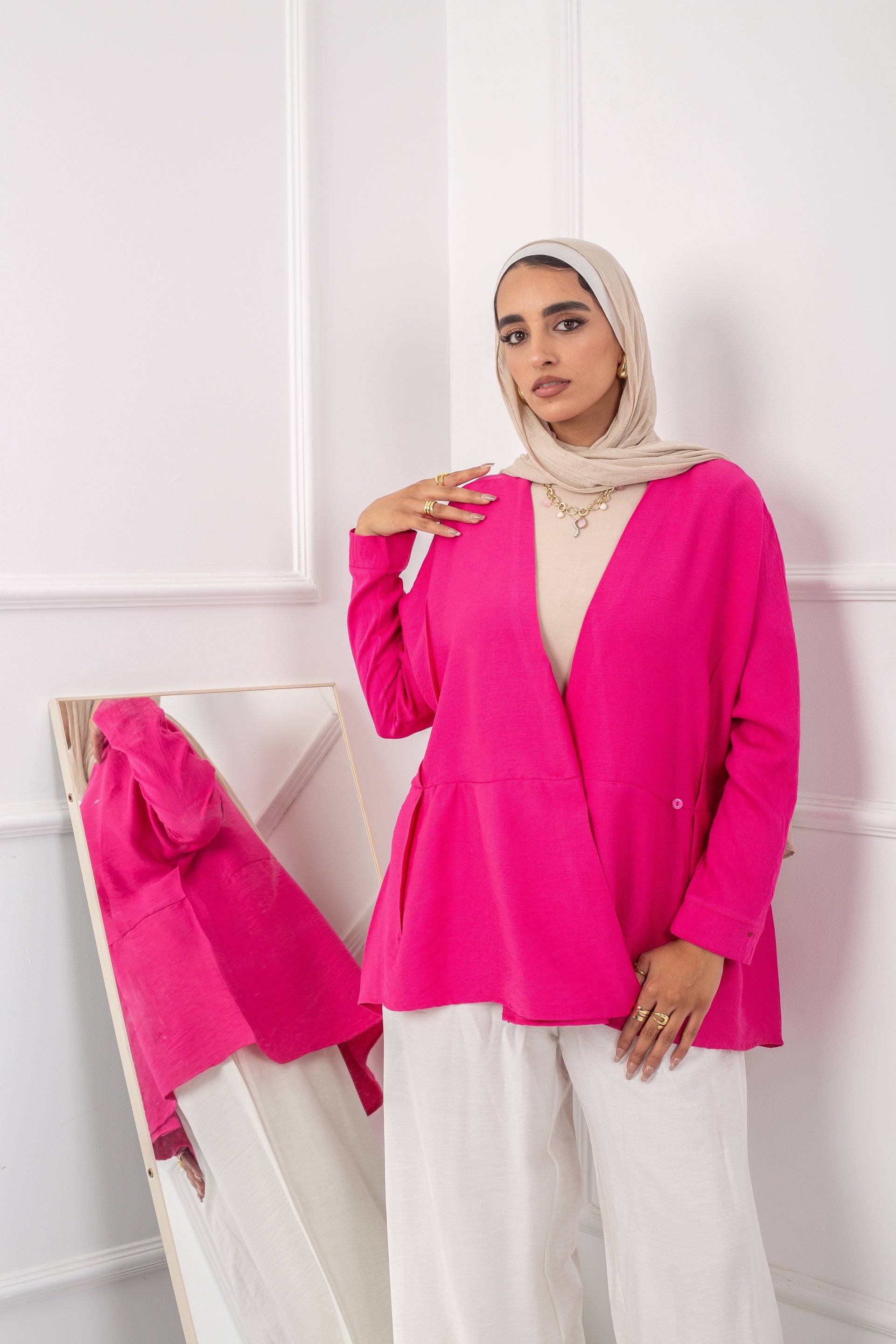 Cross Blouse _ Hot Pink