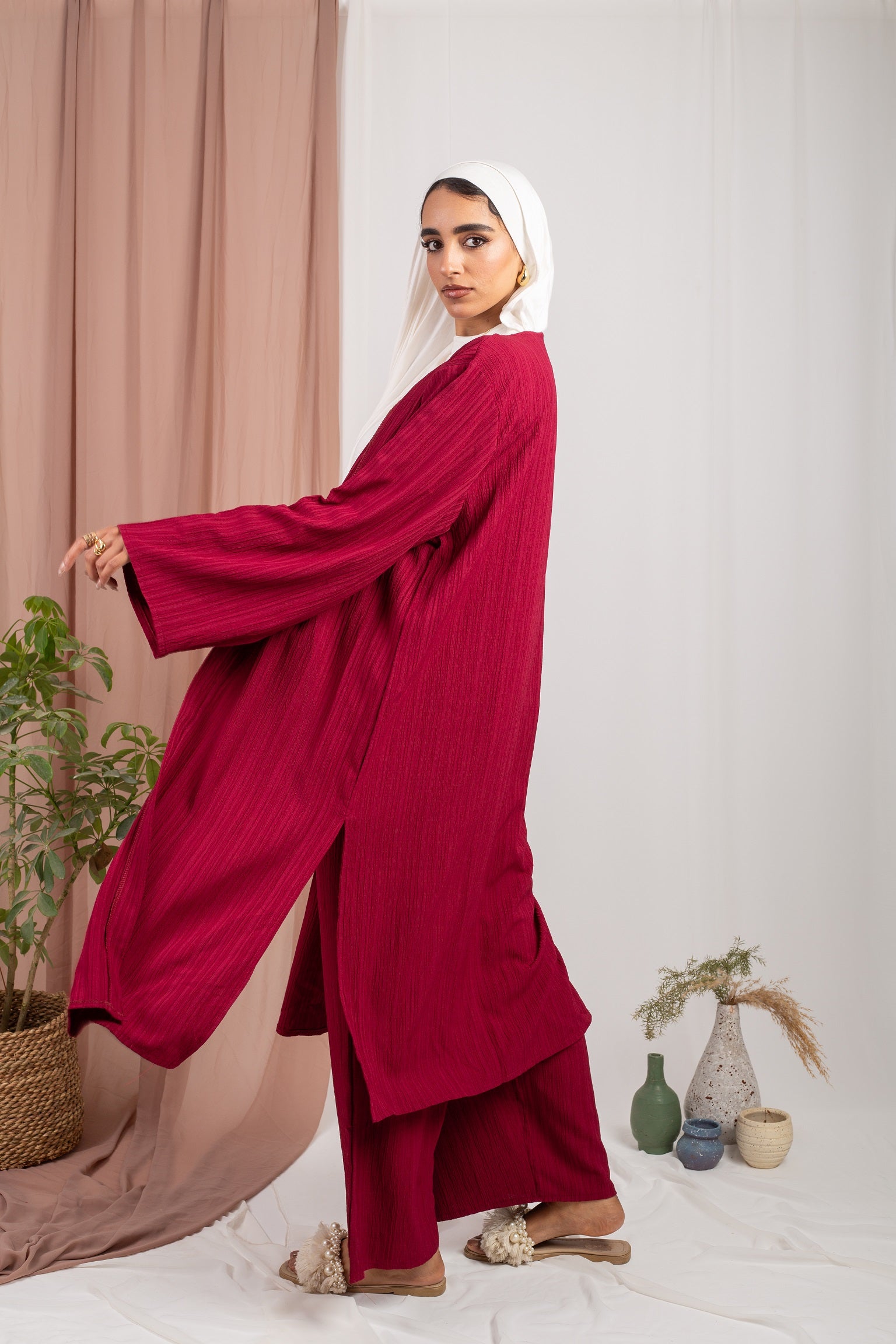 Cardigan Set (Cardigan Only) - Wine Red