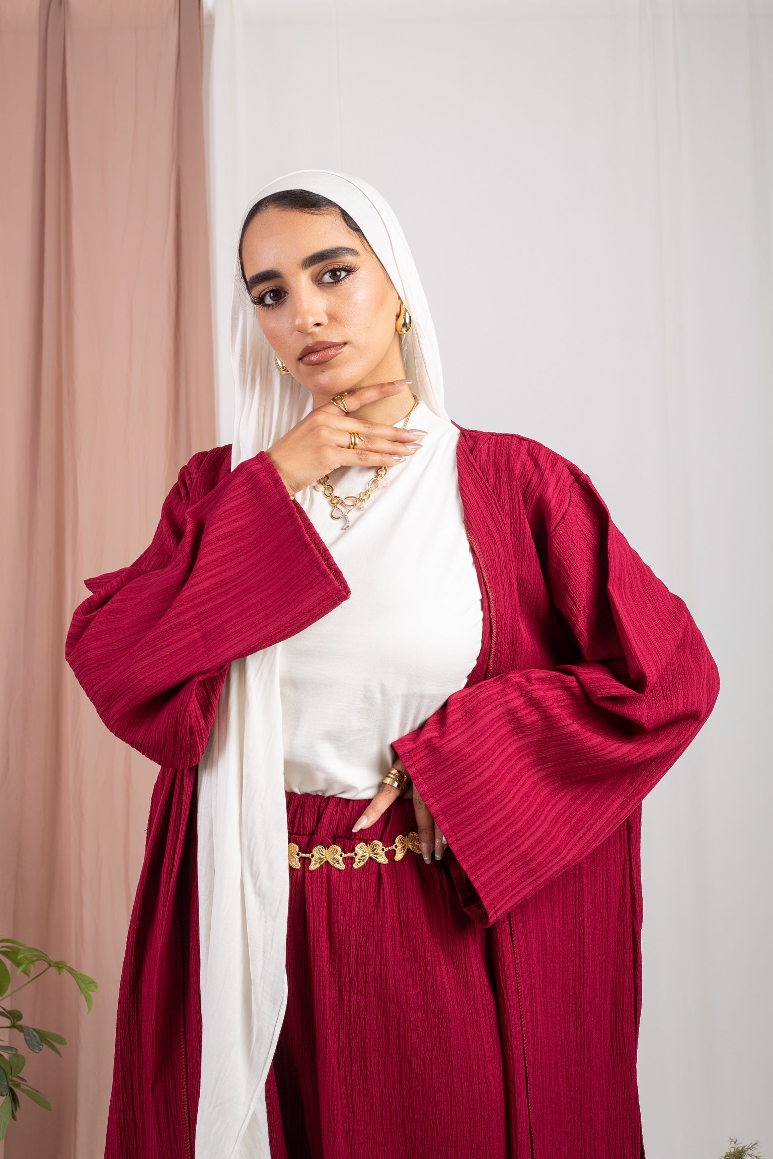 Cardigan Set (Cardigan Only) - Wine Red