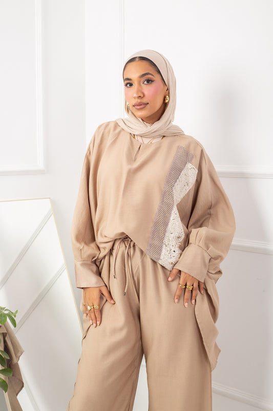 Fluffy Set _   Dark Beige