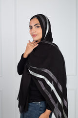 Glittery wide silver scarf - sparkling accessory for elegant outfits | Velda Store