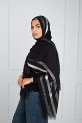 Glittery wide silver scarf - sparkling accessory for elegant outfits | Velda Store