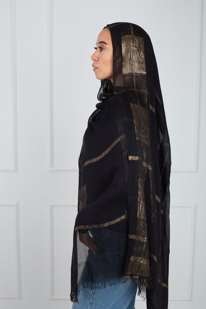 Elegant Glittery Gold Scarf with soft golden sparkle from Velda Store