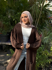 Ruffled Cardigan - Brown