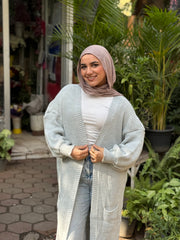 Ruffled Cardigan - Light Gray