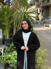 Ruffled Cardigan - Black