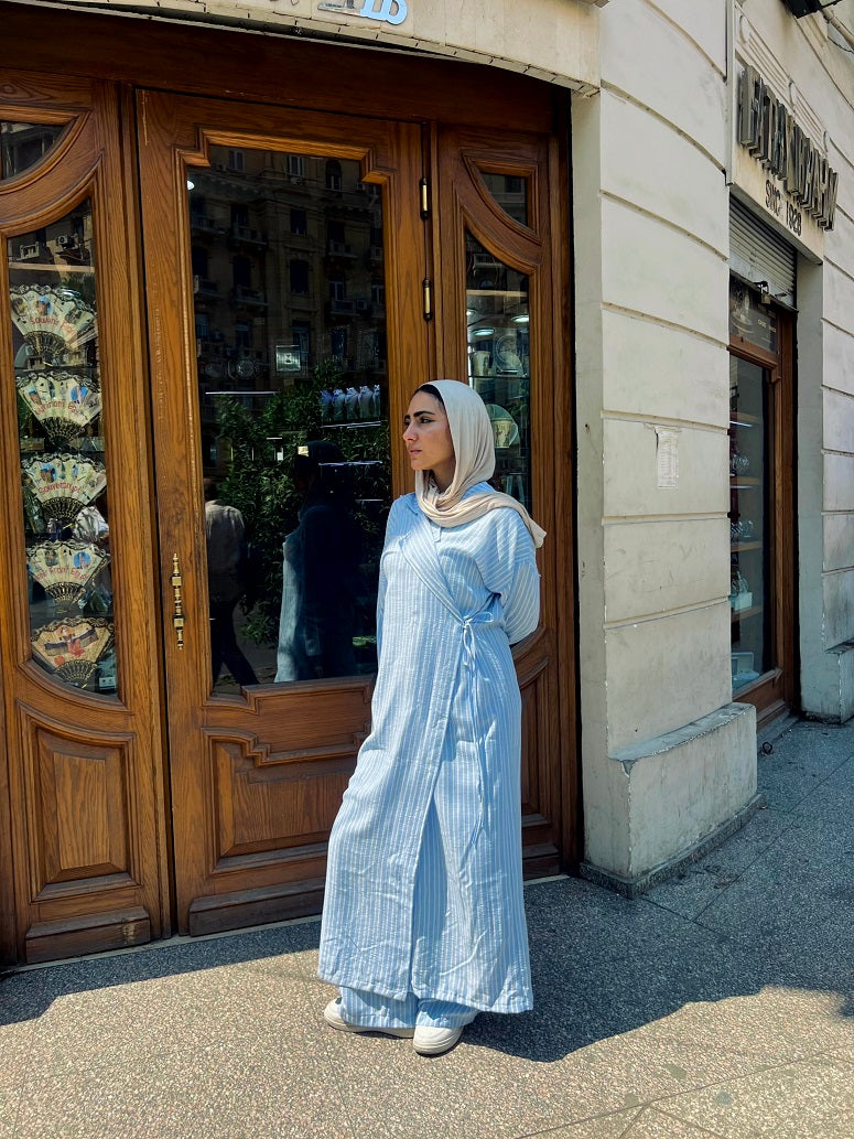 Striped Cardigan _ Blue