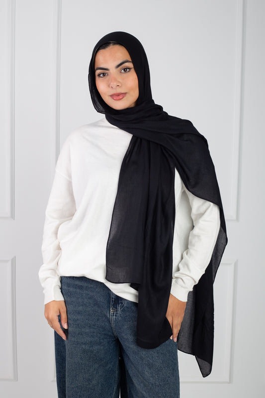 Modal Scarf - Black Soft Stylish for All Seasons | Velda Store 