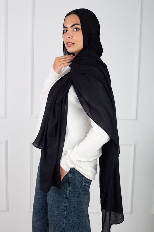 Modal Scarf - Black Soft Stylish for All Seasons | Velda Store 