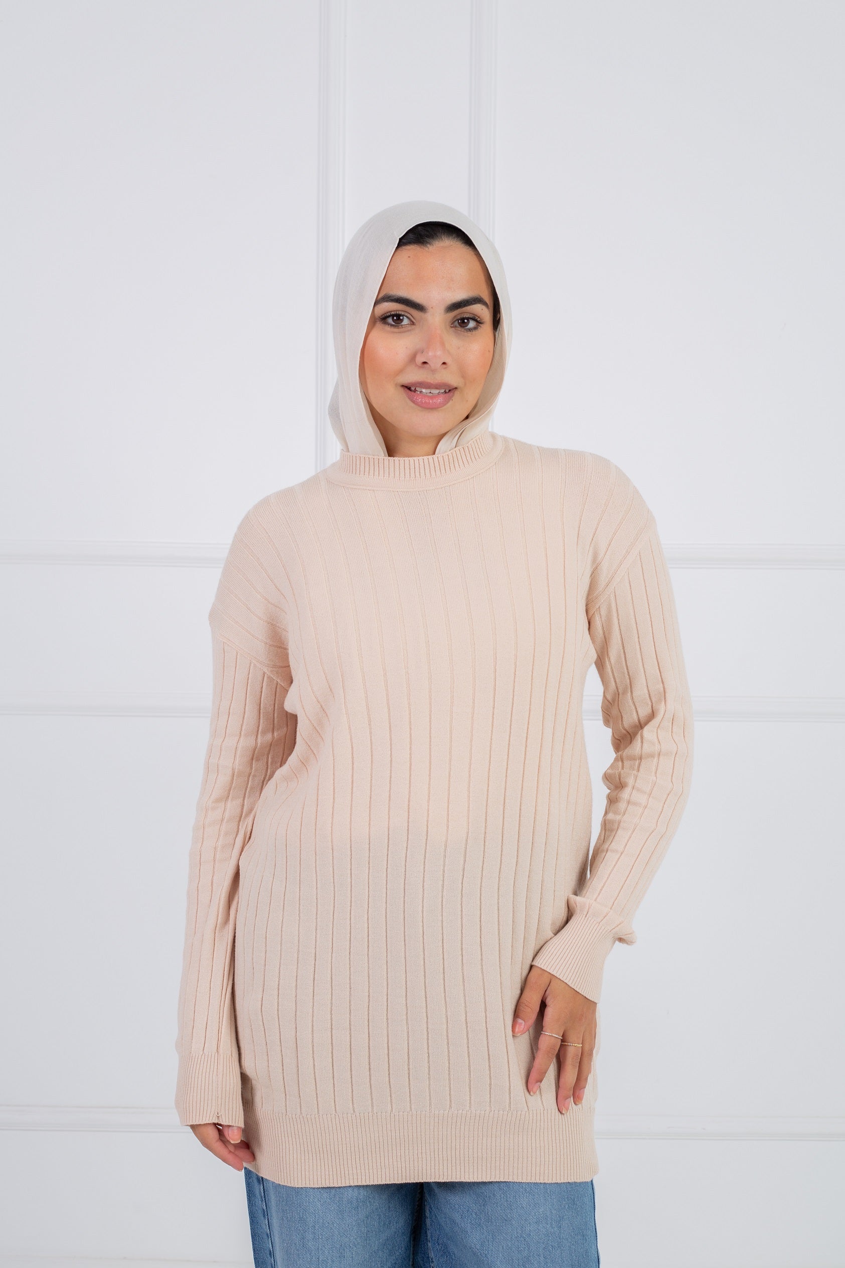 FitFlex Basic top from Velda Store with stretch fit and soft breathable fabric in color Beige