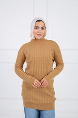 FitFlex Basic top from Velda Store with stretch fit and soft breathable fabric in color Camel