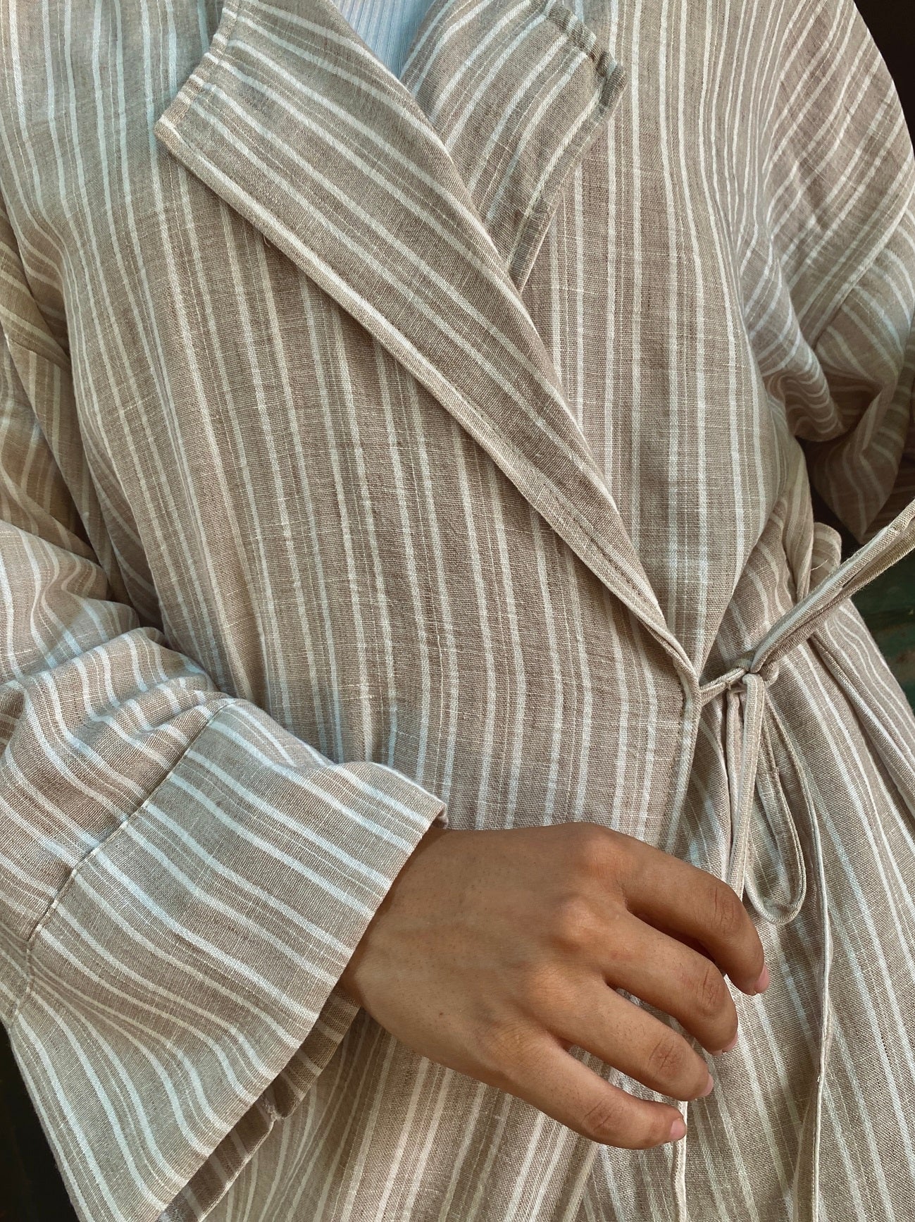 Striped Cardigan -Beige