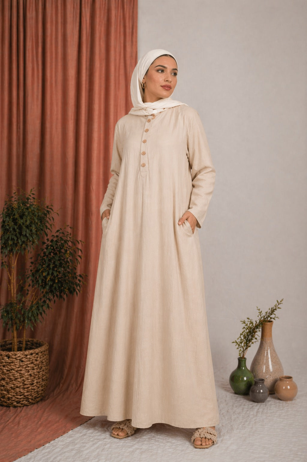 Blush Breeze Dress - Soft Beige