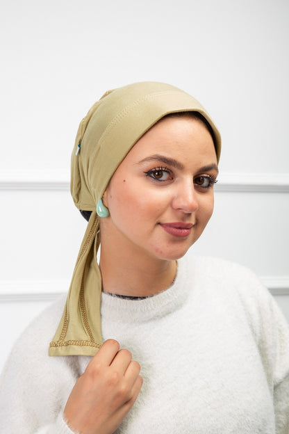Front Support Ribbon Bonnet in beige with smooth fit and ribbon detail from Velda Store