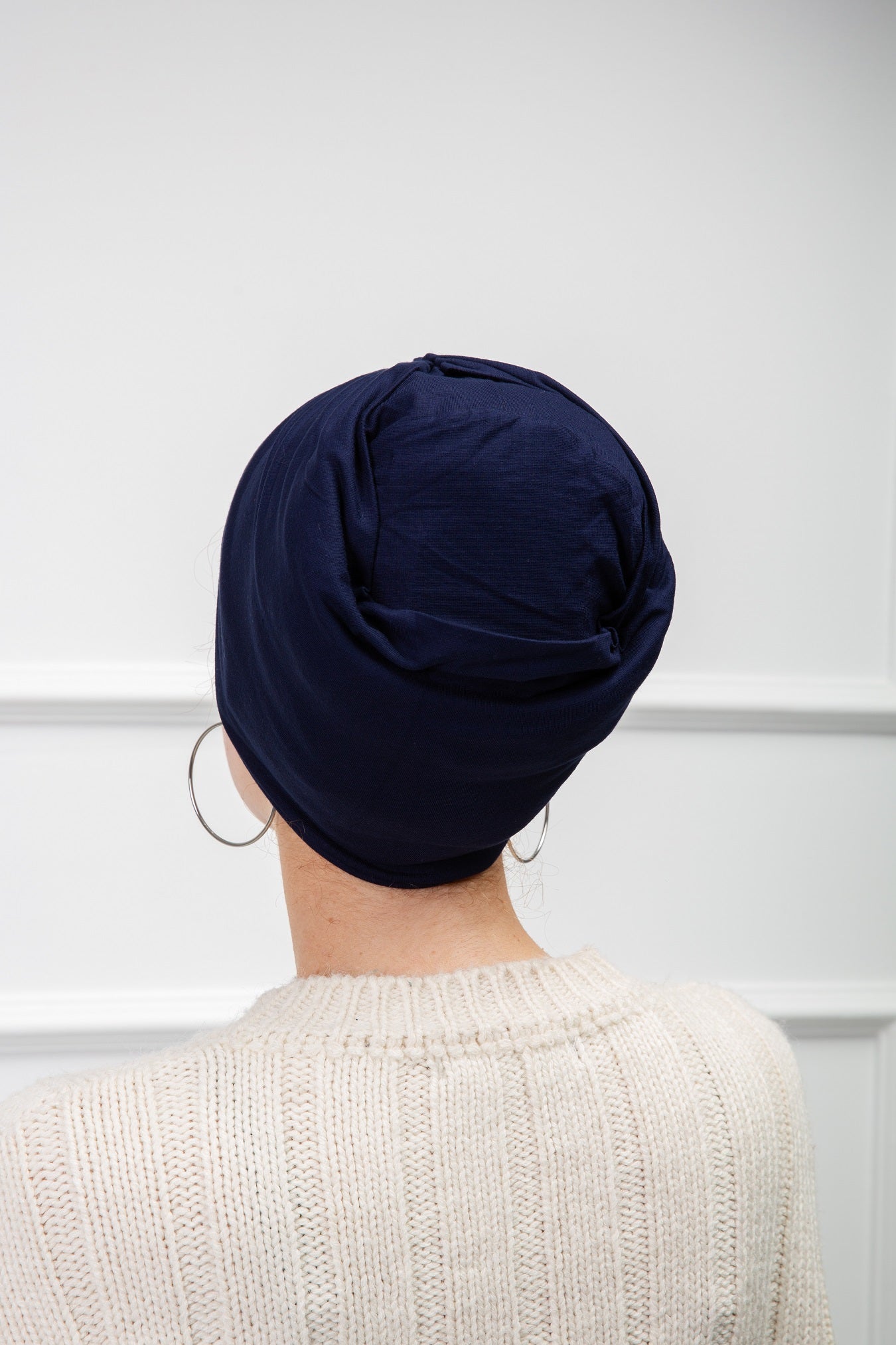 Navy Cotton Two Pieces Turban with comfortable fit from Velda Store