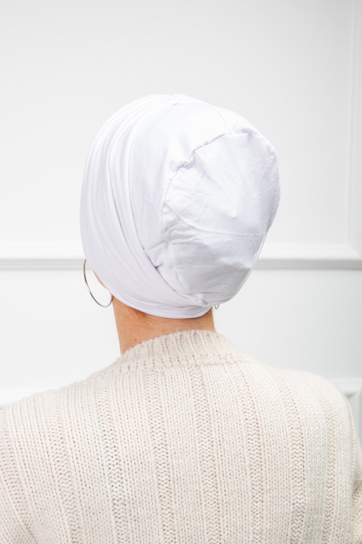 White Cotton Two Pieces Turban with comfortable fit from Velda 