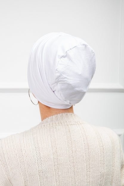 White Cotton Two Pieces Turban with comfortable fit from Velda 