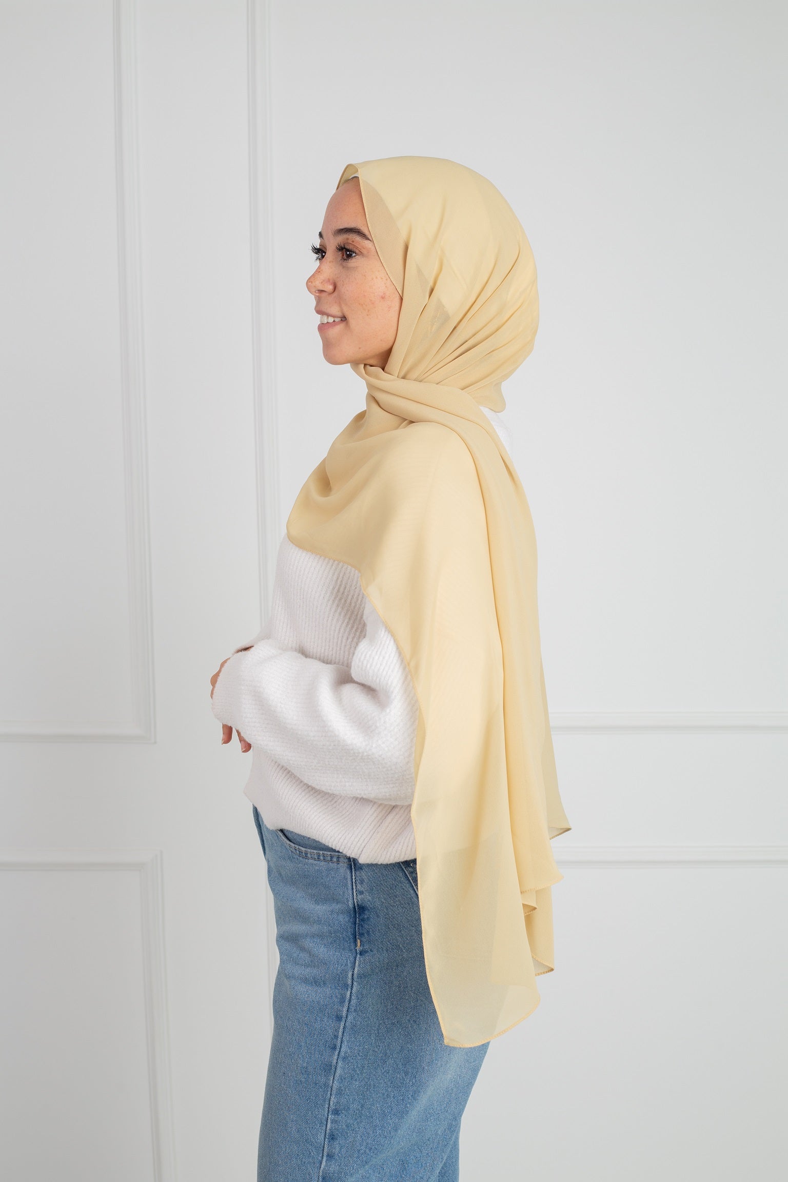 Soft Touch Chiffon Scarf inSand Beige lightweight fabric 