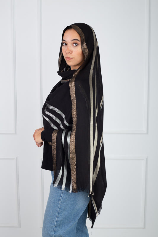Silver-gold blend scarf - shimmering dual-tone elegant accessory | Velda Store