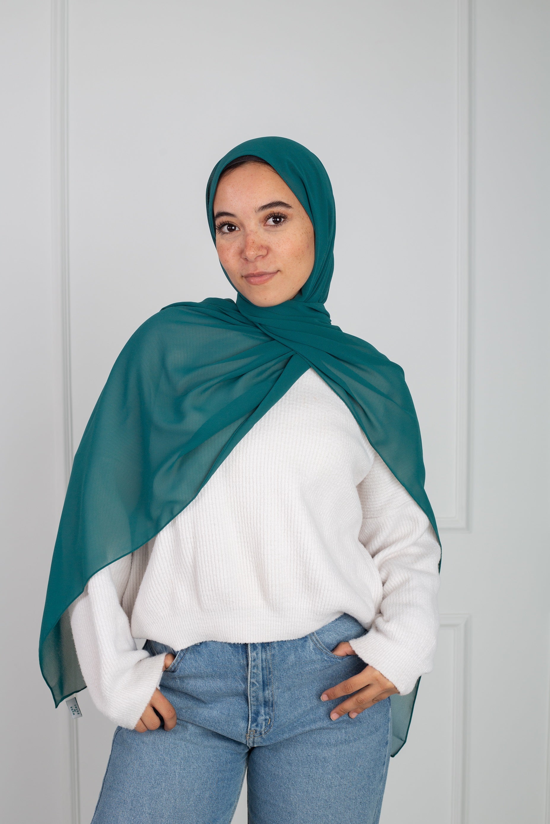 Soft Touch Chiffon Scarf in Bondi Blue lightweight fabric