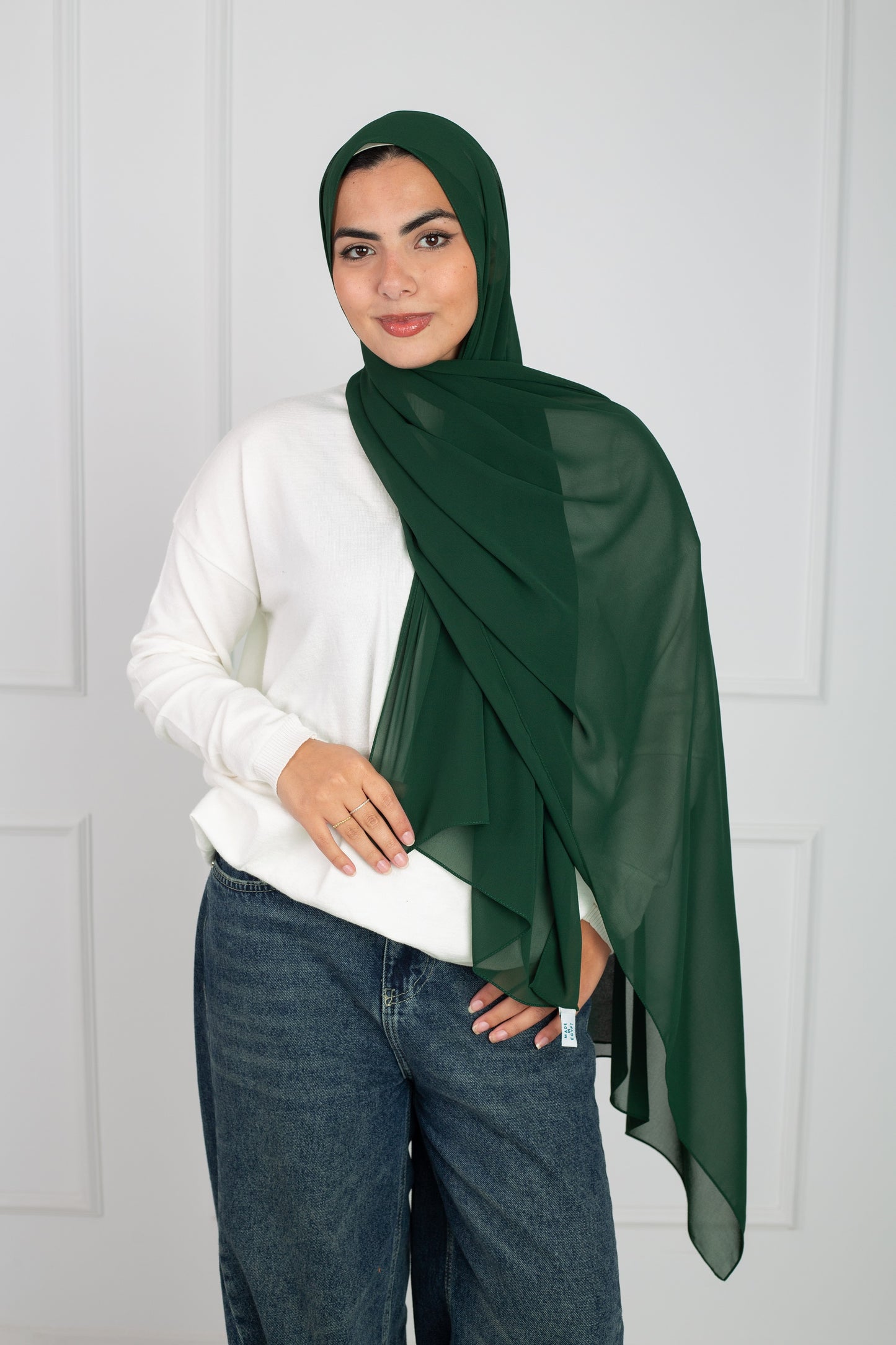 Soft Touch Chiffon Scarf in Dark Green lightweight fabric 