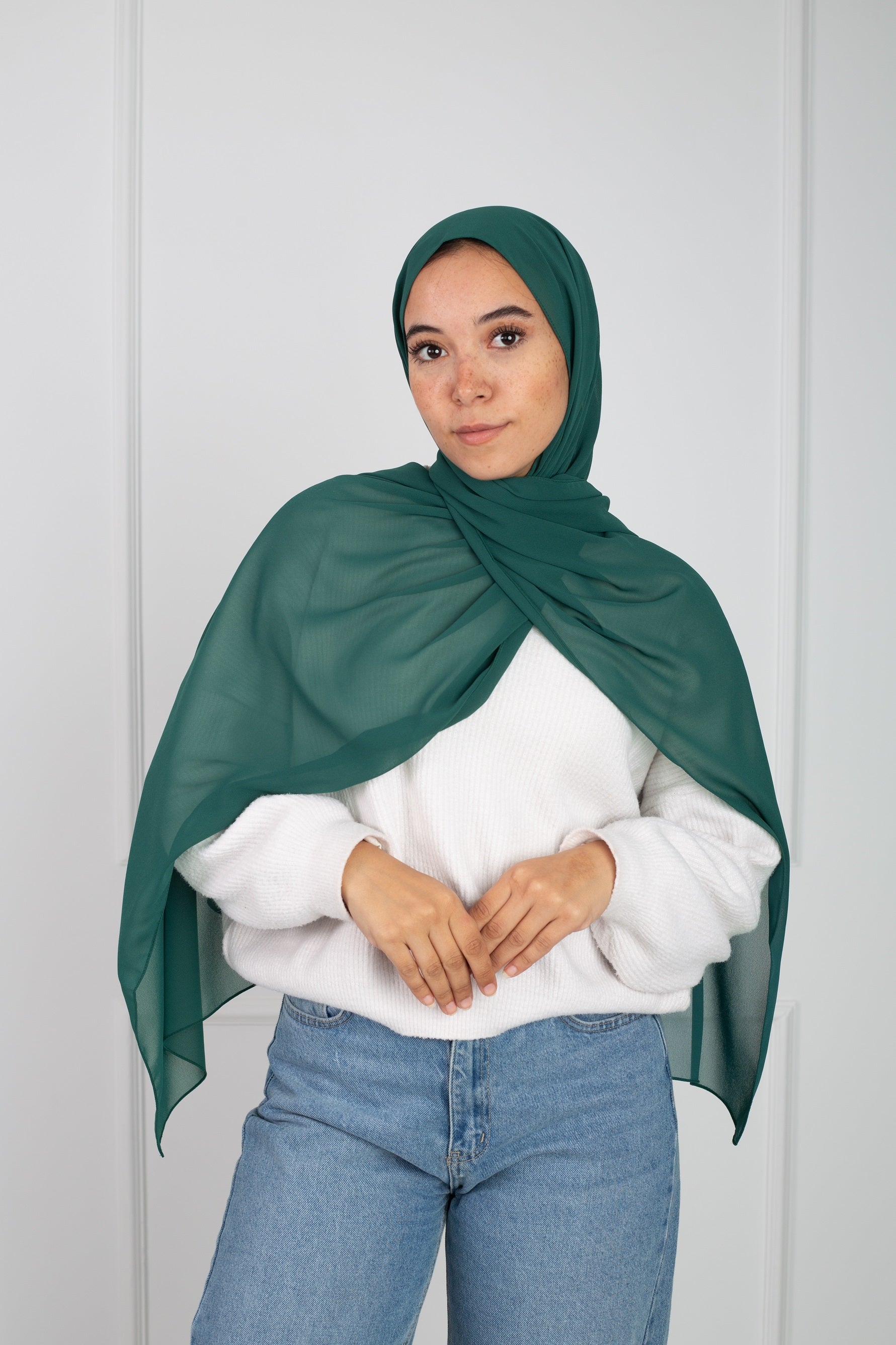 Soft Touch Chiffon Scarf in Dark Teal lightweight fabric