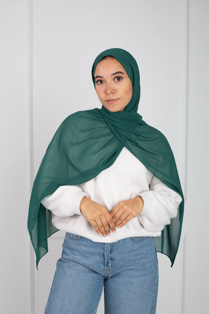 Soft Touch Chiffon Scarf in Dark Teal lightweight fabric