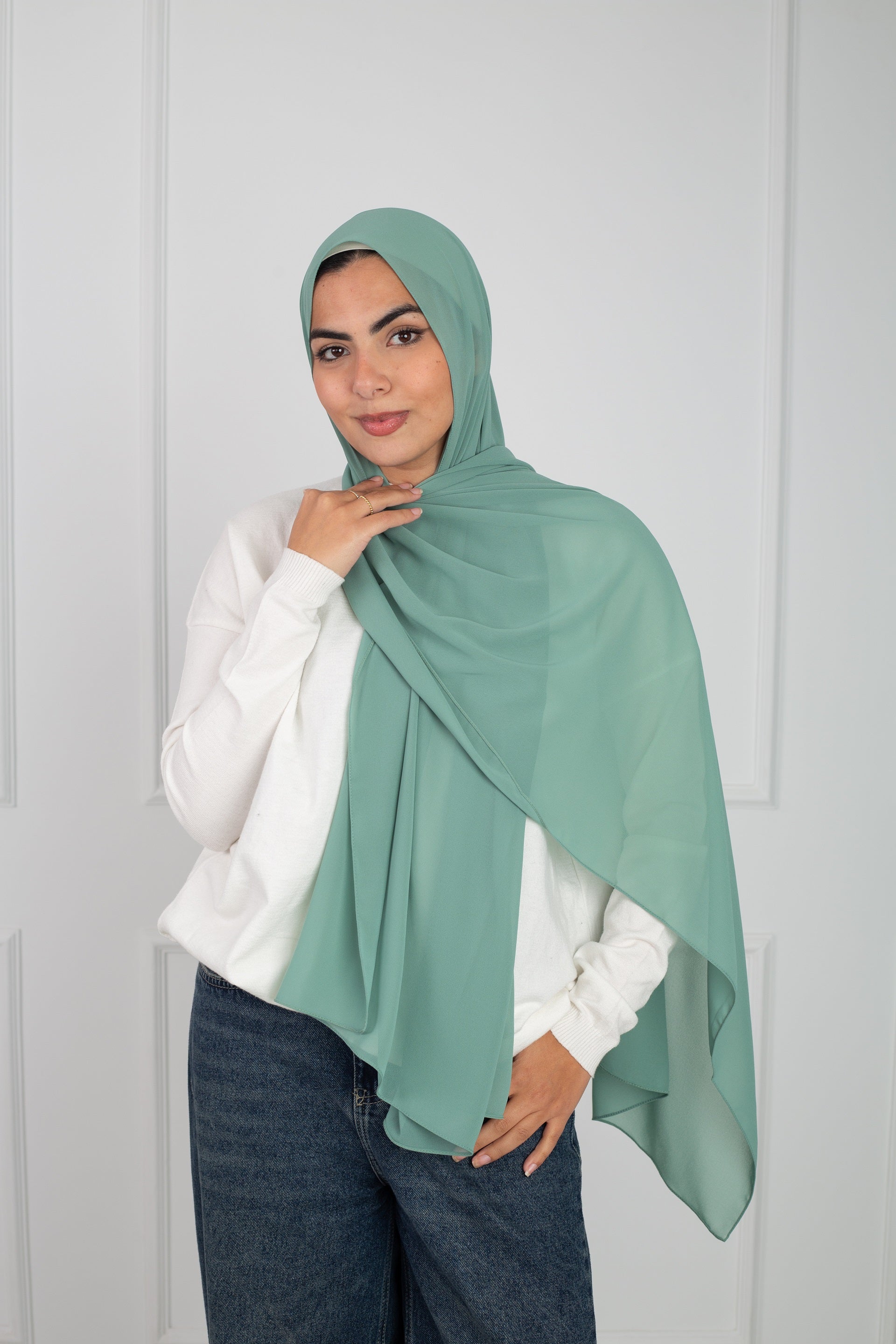 Soft Touch Chiffon Scarf in Mint Green lightweight fabric