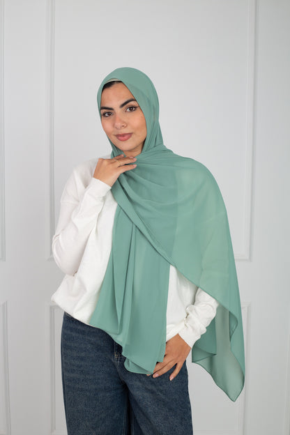 Soft Touch Chiffon Scarf in Mint Green lightweight fabric