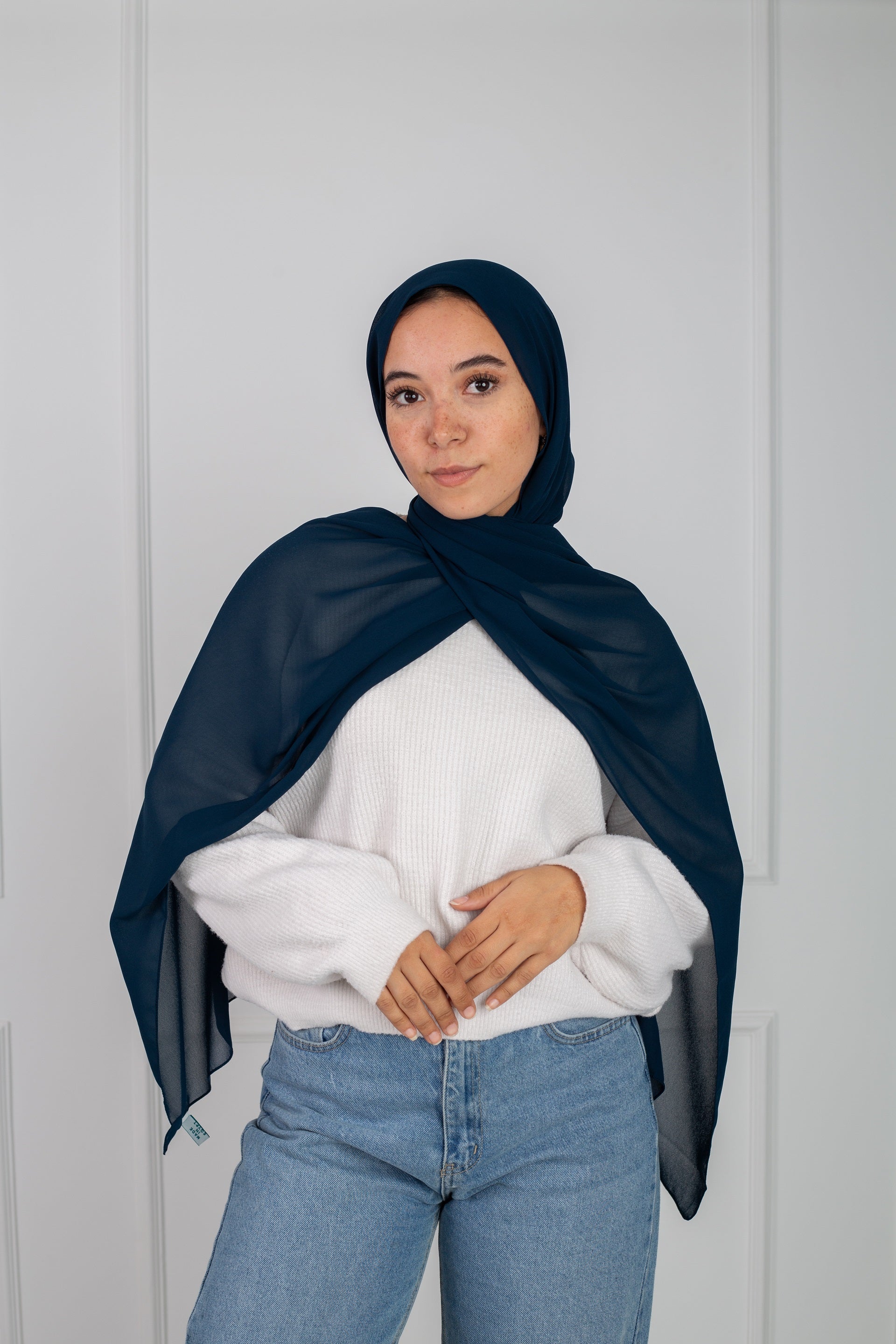Soft Touch Chiffon Scarf in Petrol lightweight fabric