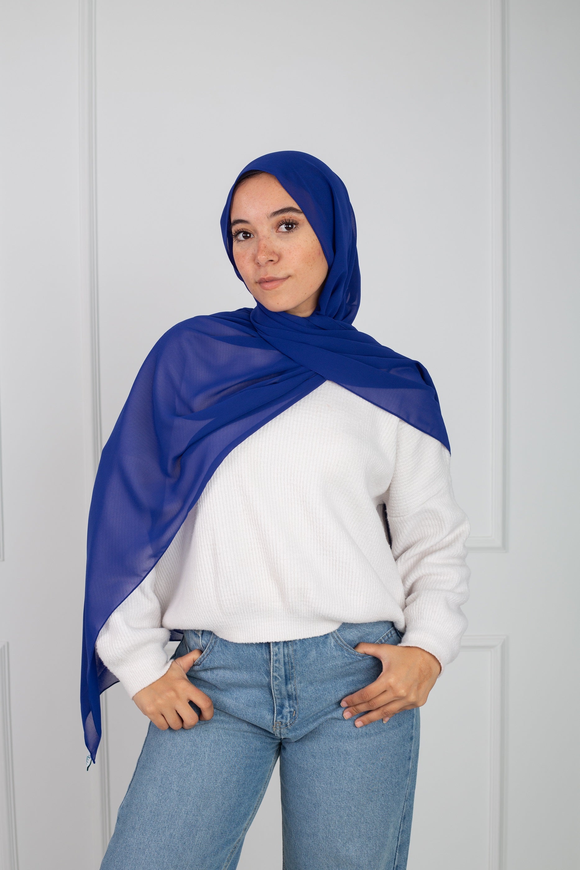 Soft Touch Chiffon Scarf in Royal Blue lightweight fabric