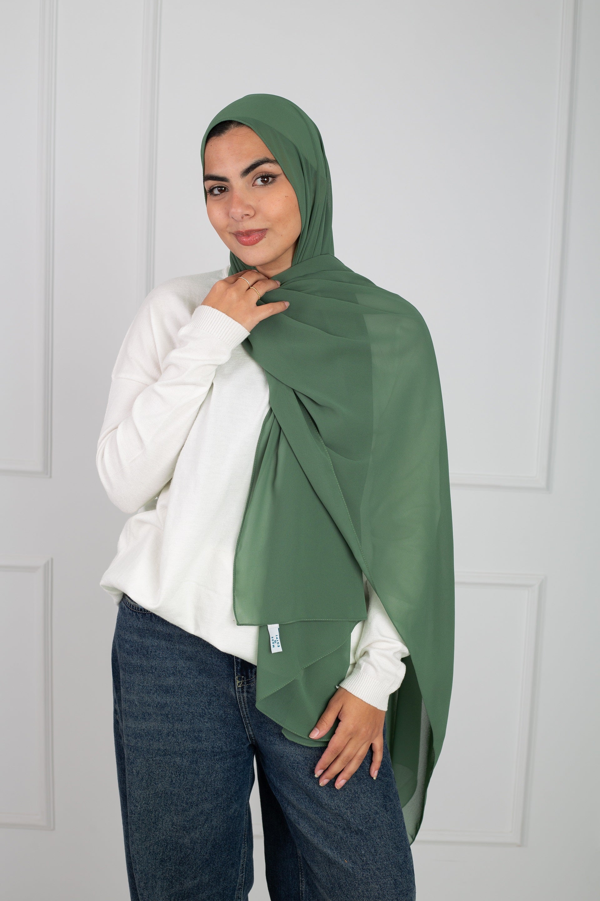 Soft Touch Chiffon Scarf in Sage Green lightweight fabric
