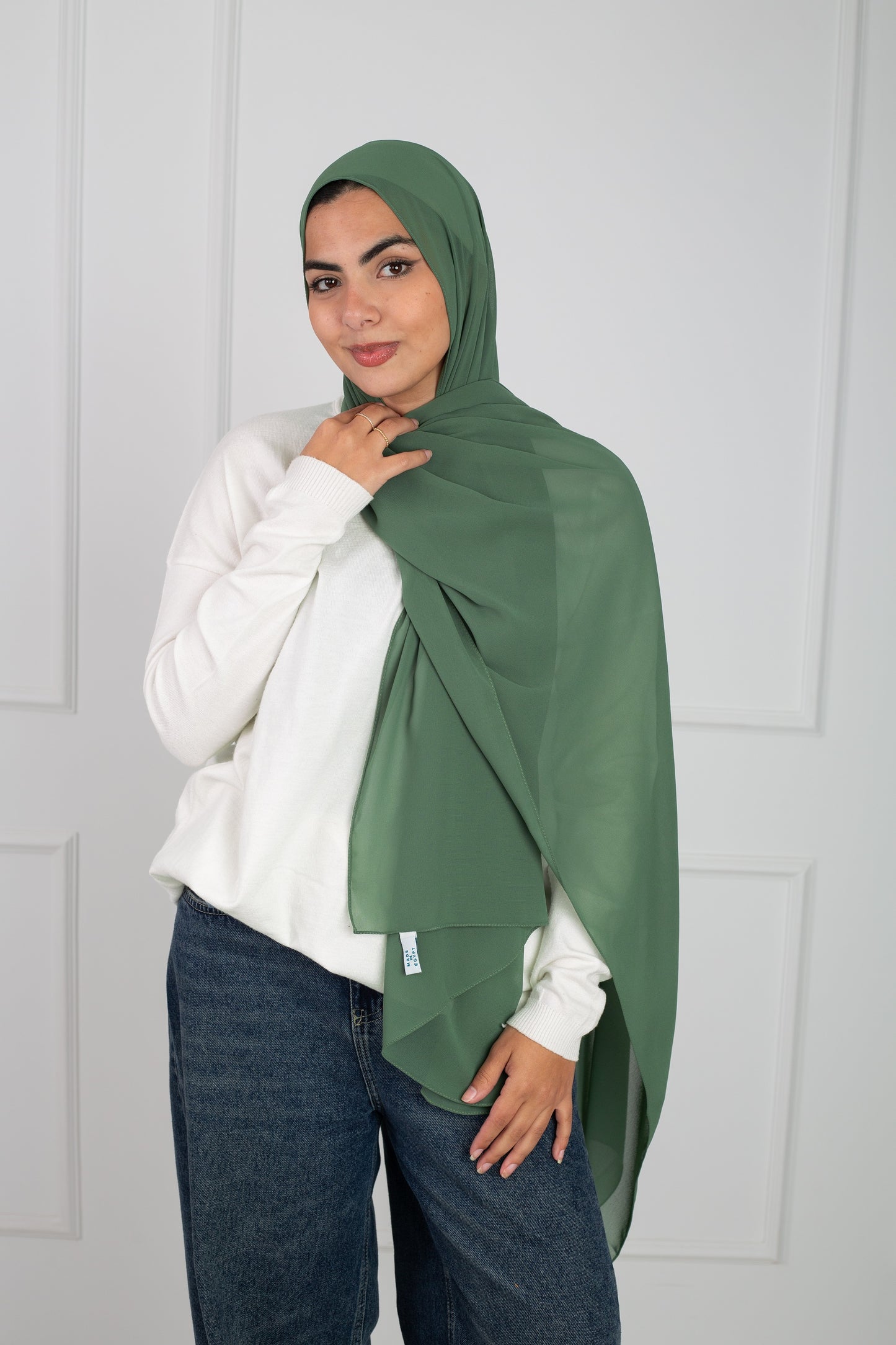 Soft Touch Chiffon Scarf in Sage Green lightweight fabric