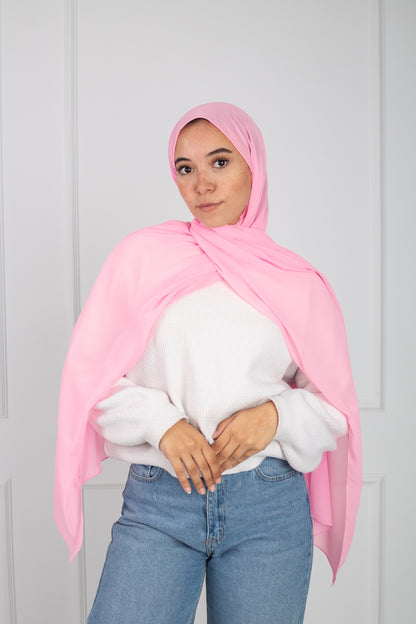Soft Touch Chiffon Scarf in Baby Pink
lightweight fabric 