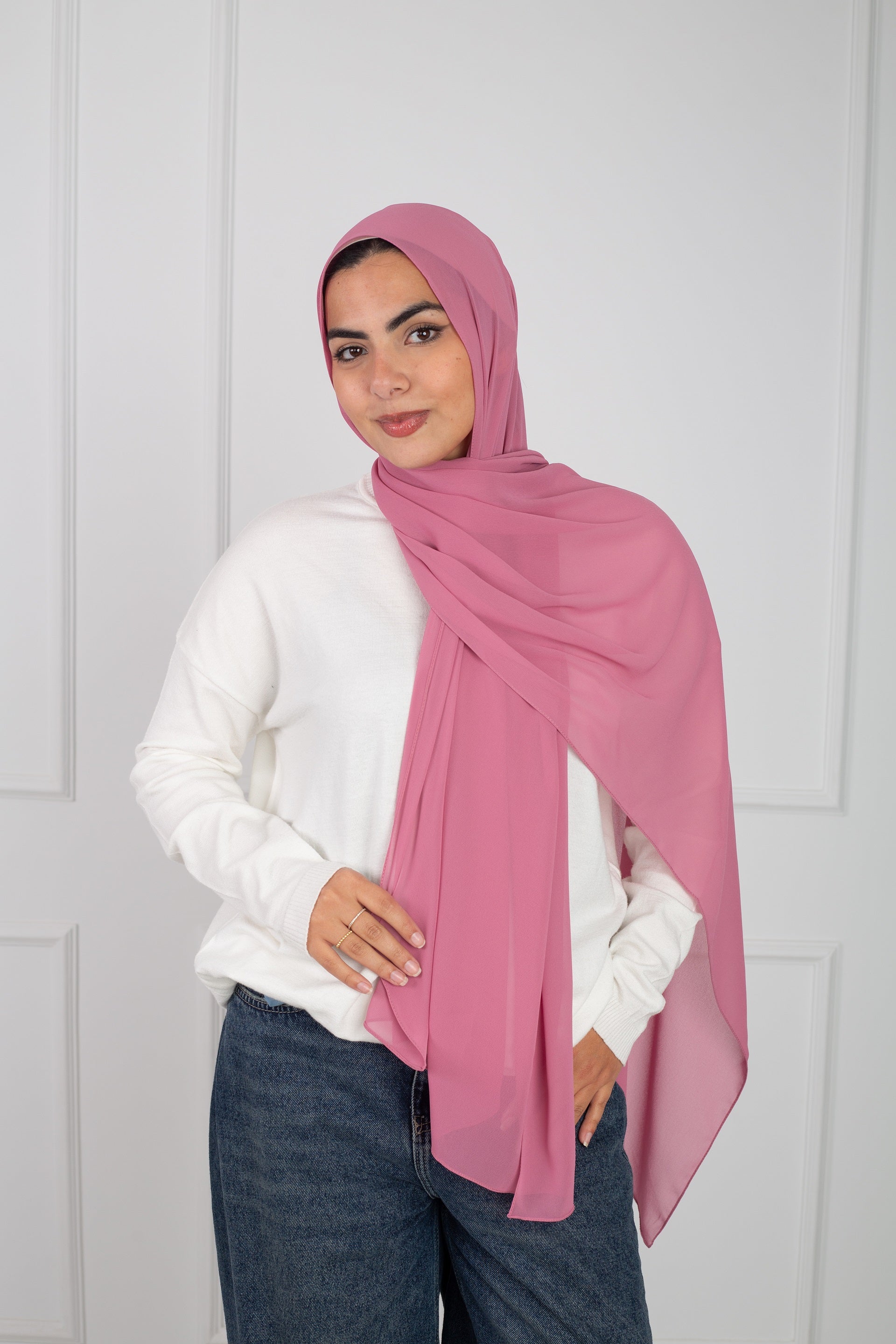 Soft Touch Chiffon Scarf in Blush Pink lightweight fabric 